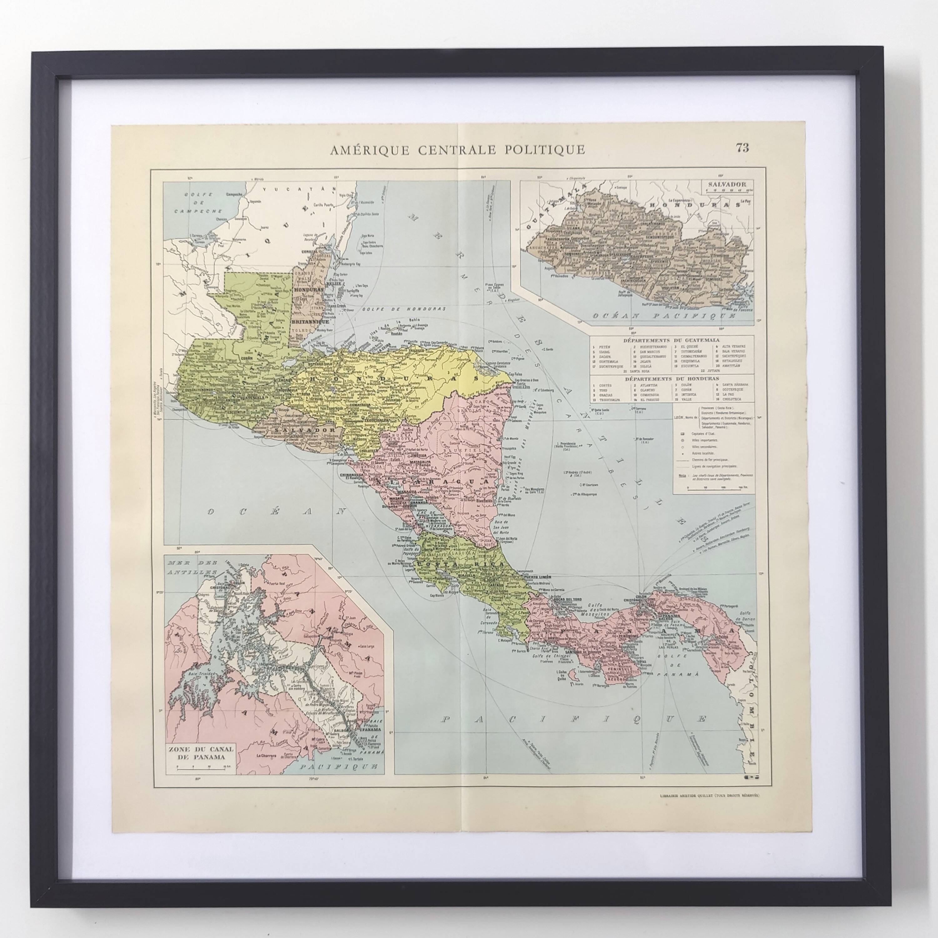Vintage Central America map from 1950
