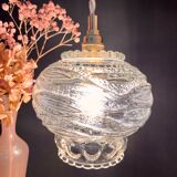 Vintage molded glass globe pendant light
