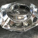 Glass table candle holder or crystal cast faceted diamond shape