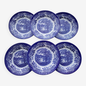 6 Broad Hurst Staffordshire English porcelain soup plates