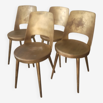 Serie de chaises Baumann Mondor dorées