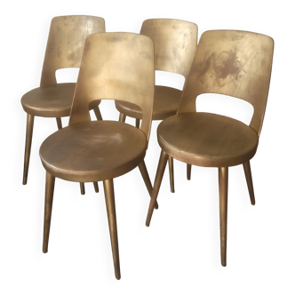 Serie de chaises Baumann Mondor dorées