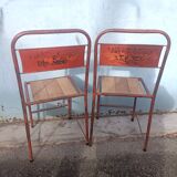 4 antique metal wooden chairs
