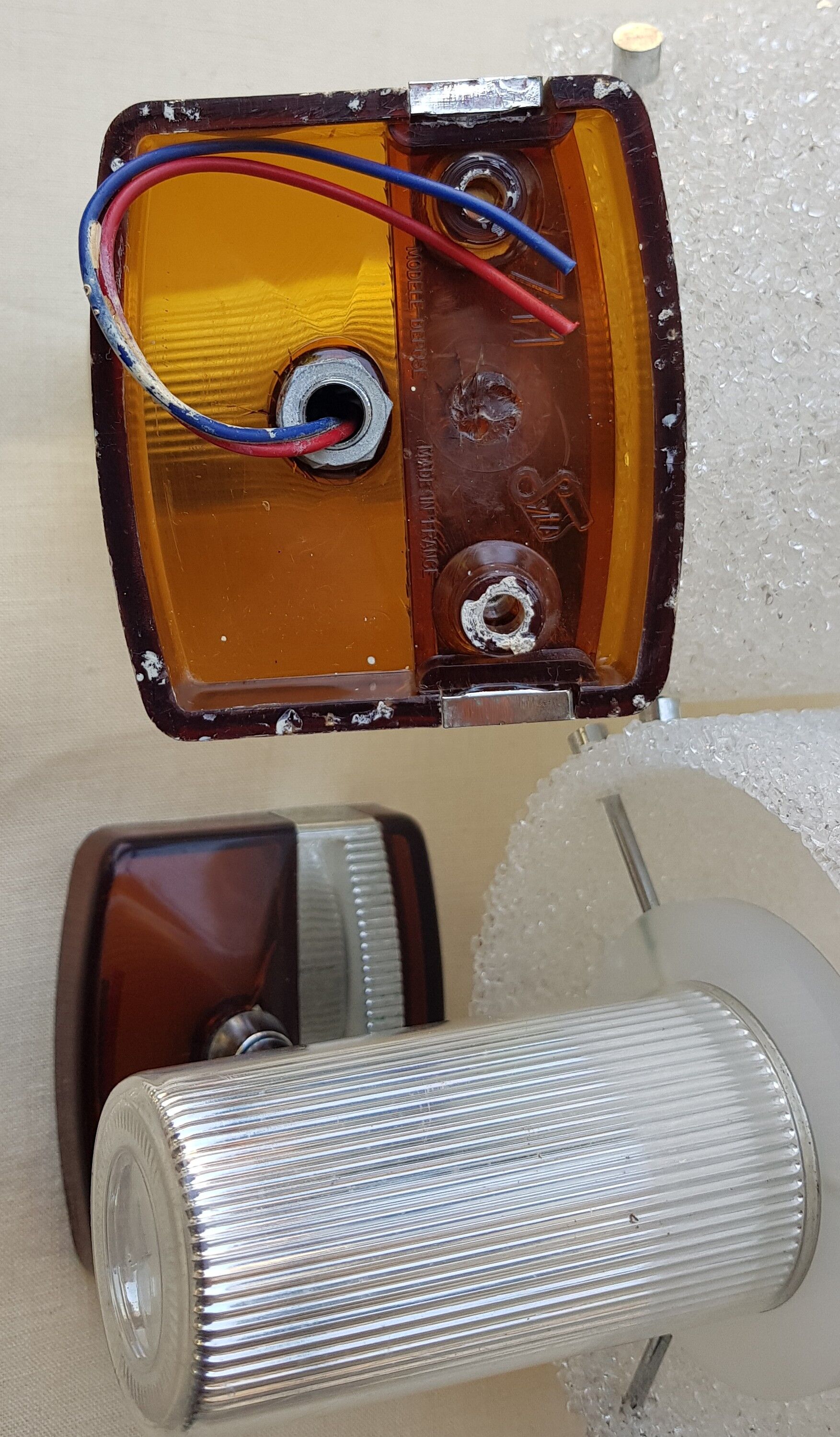 Pair of 70's Plexiglas and perspex appliques