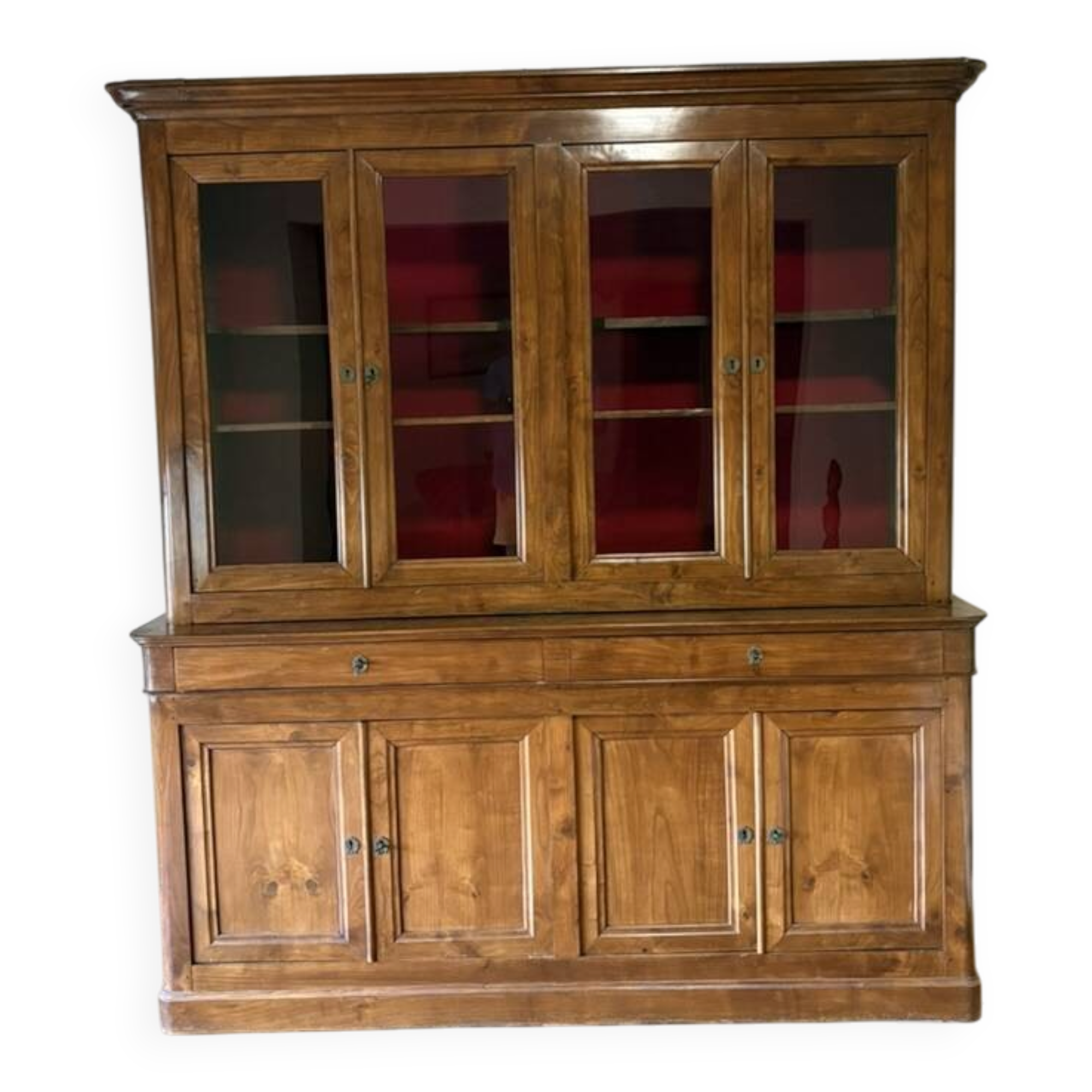 Bibliothèque sur buffet 2 corps, 4 portes