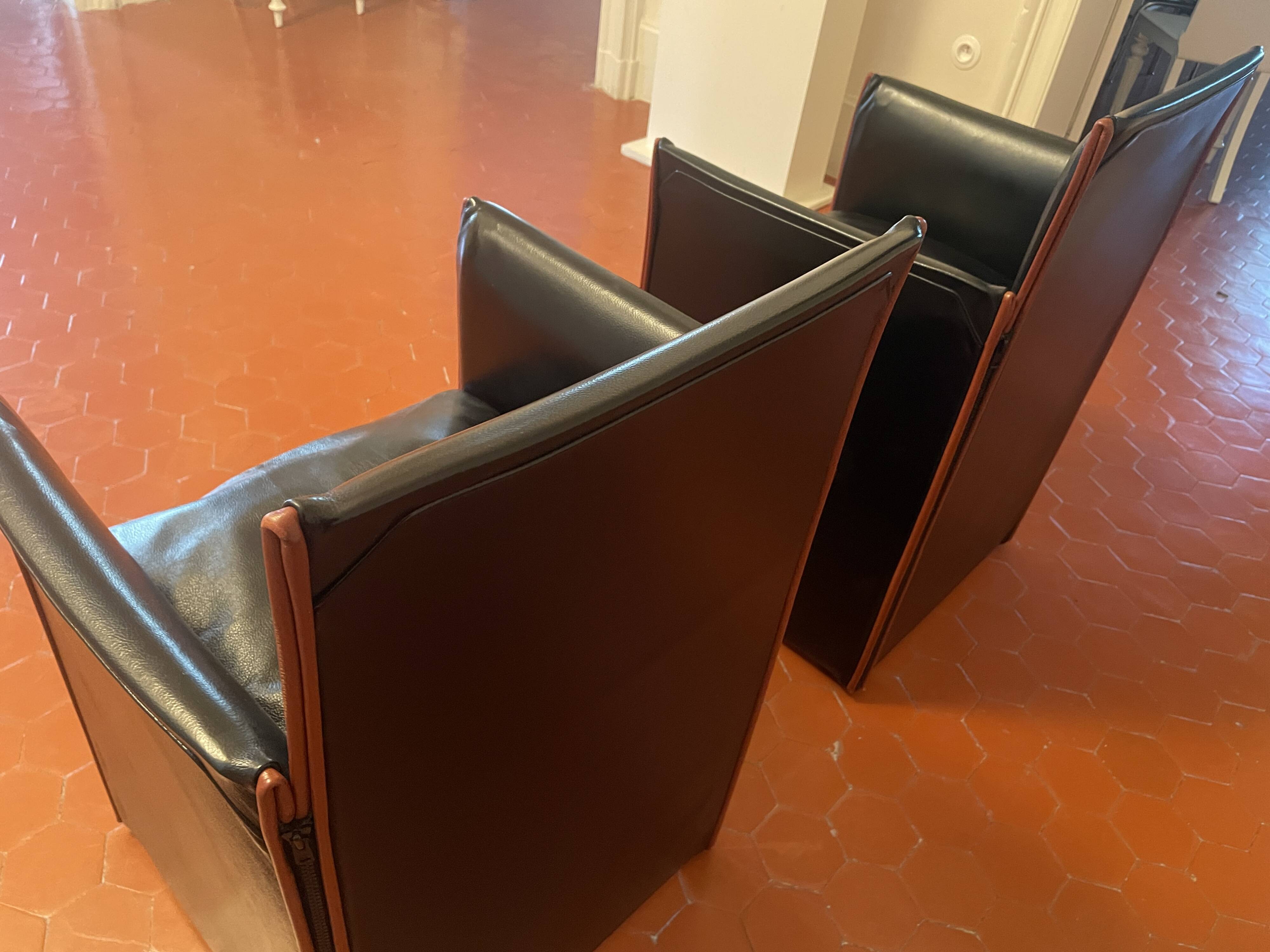 Mario Bellini - pair of BREAK 401 leather armchairs for CASSINA