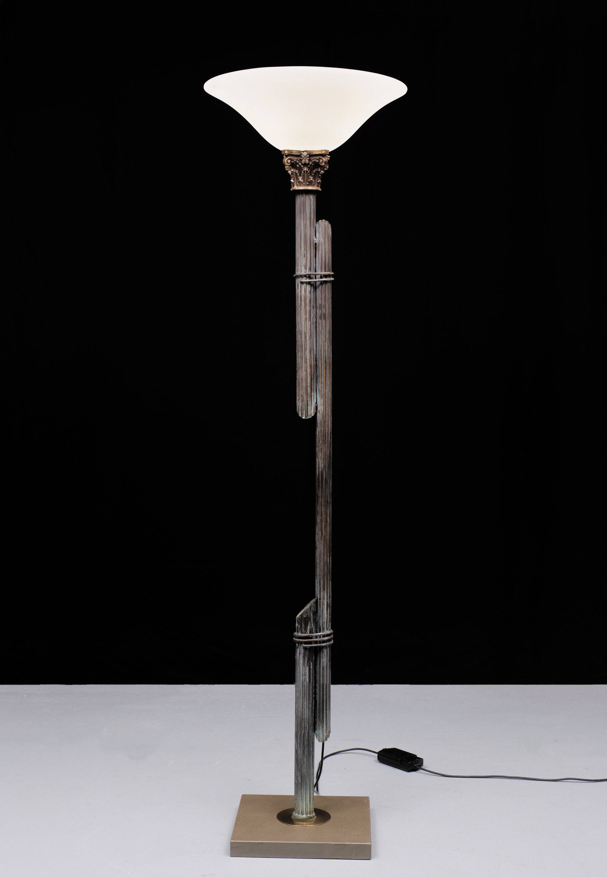 Greek revival bronze floor lamp, 1980s, italy