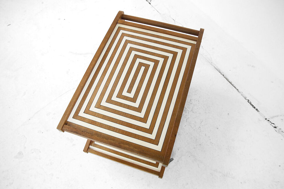 Cart bar teak with pattern maze 1960 s