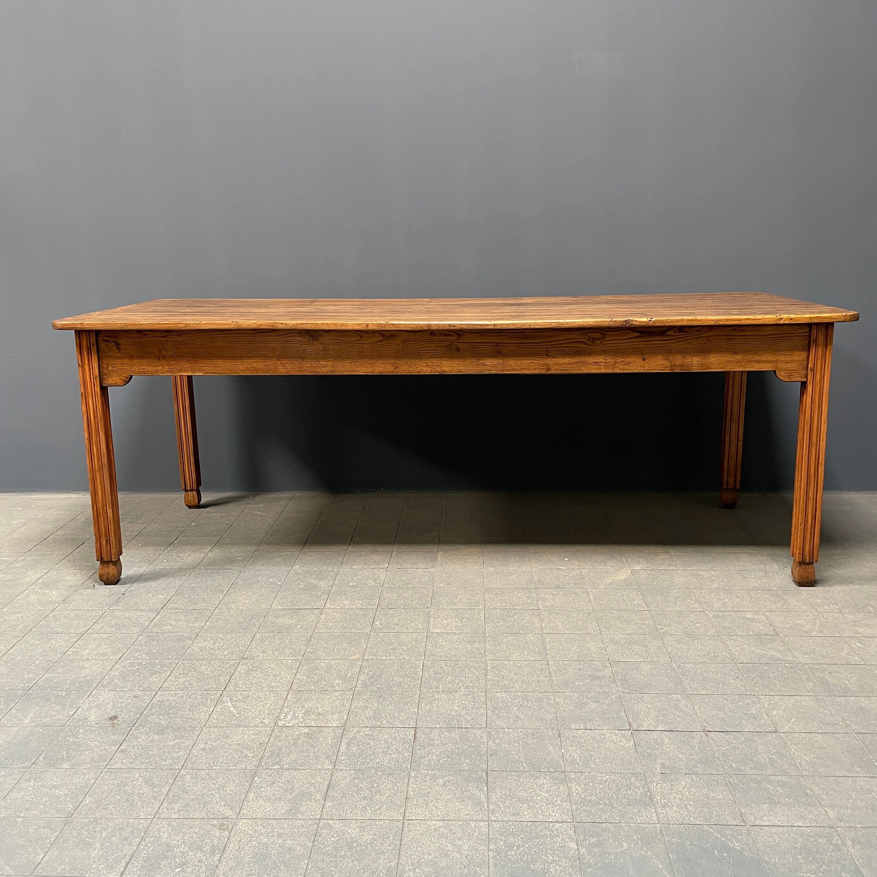 Large oak farmhouse table from France, early 1900s