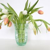 Green crystal vase, vintage French