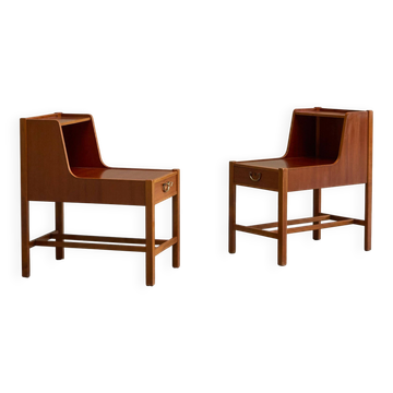 Pair of bedside tables by Nordiska Kompaniet in teak, 1952, by David Rosén.