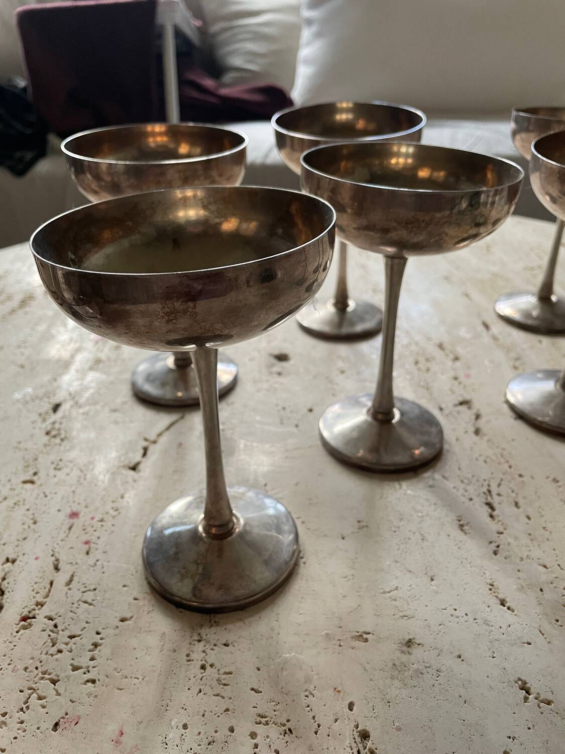 8 coupes à glace plaqué argent, italie