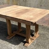 Dining table, 30s/40s, Art Deco, extendable, solid wood, extendable, lyre feet, legs