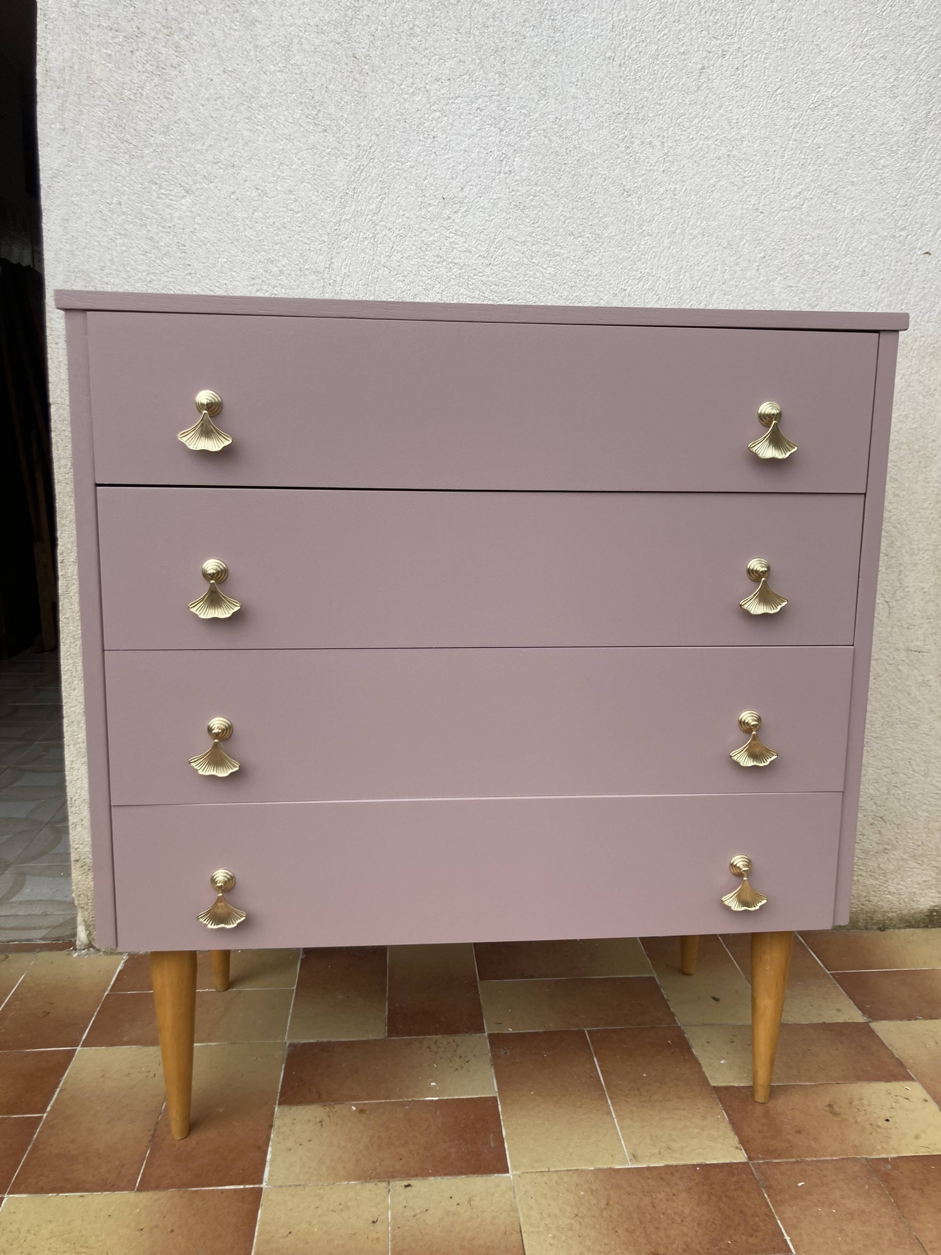 vintage old pink chest of drawers restored