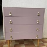 vintage old pink chest of drawers restored