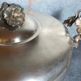 Alpaca silver metal serving dish with flowers