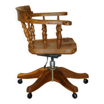 Burr yew wood swivel office chair - Windsor swivel