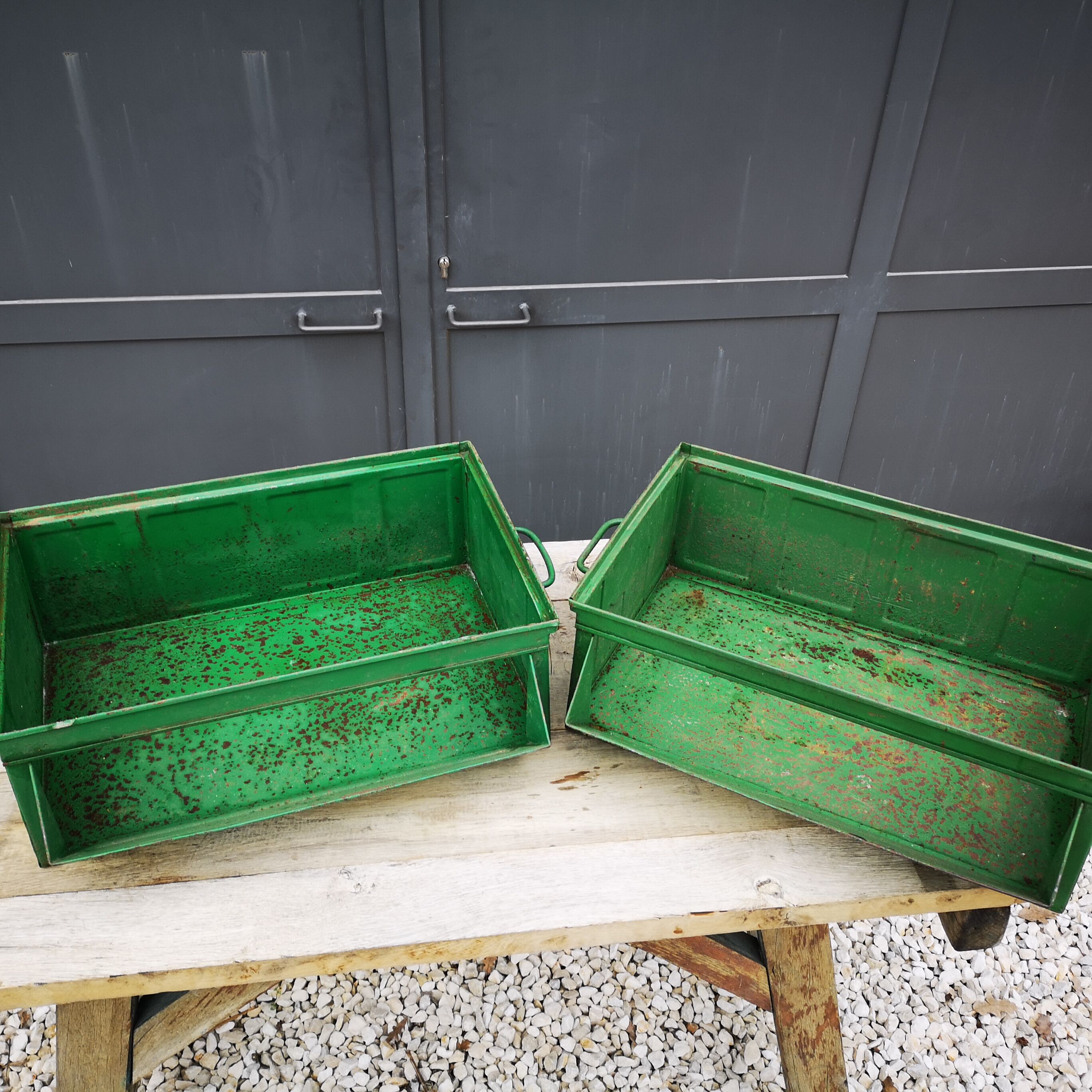 Pair of industrial storage crates