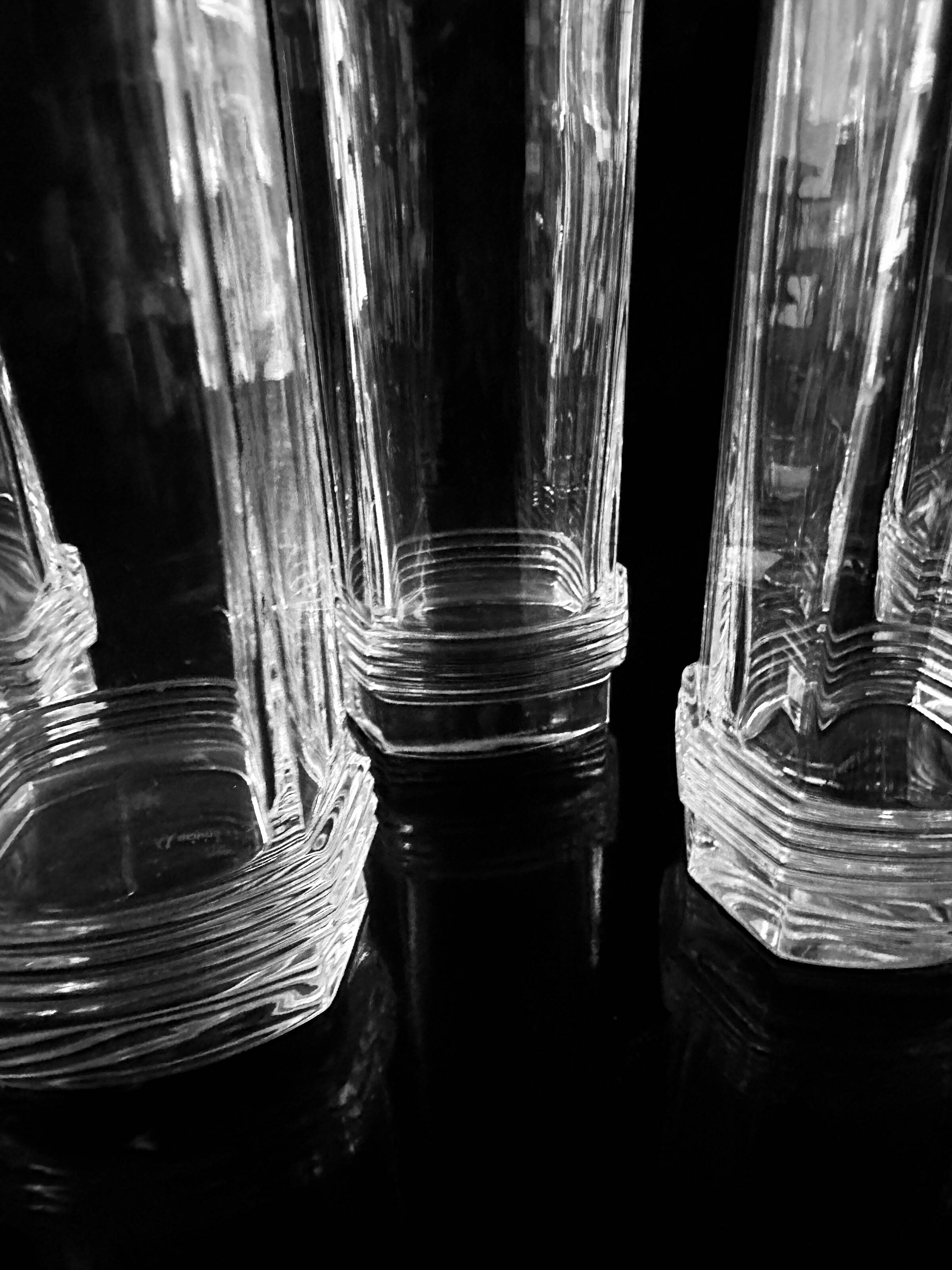 6x Christian Dior Crystal Longdrink Glasses - 1980s Art Deco Revival