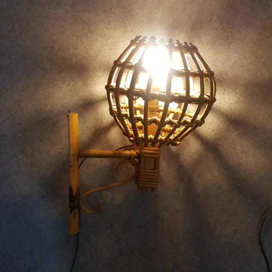 Rattan wall light