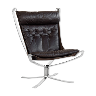 Falcon Chair in chrome and leather by Sigurd Ressell for Vatne Möbler 1970s