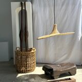 Small suspension, rattan luminaire in hat shape D:60cm