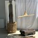 Small suspension, rattan luminaire in hat shape D:60cm