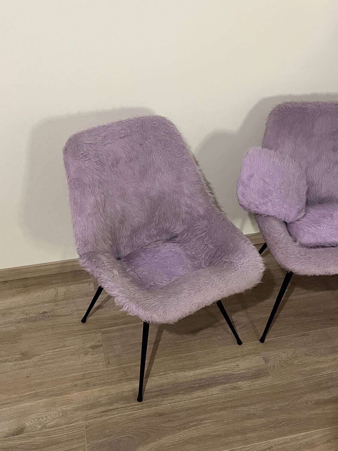 Pair of furry armchairs