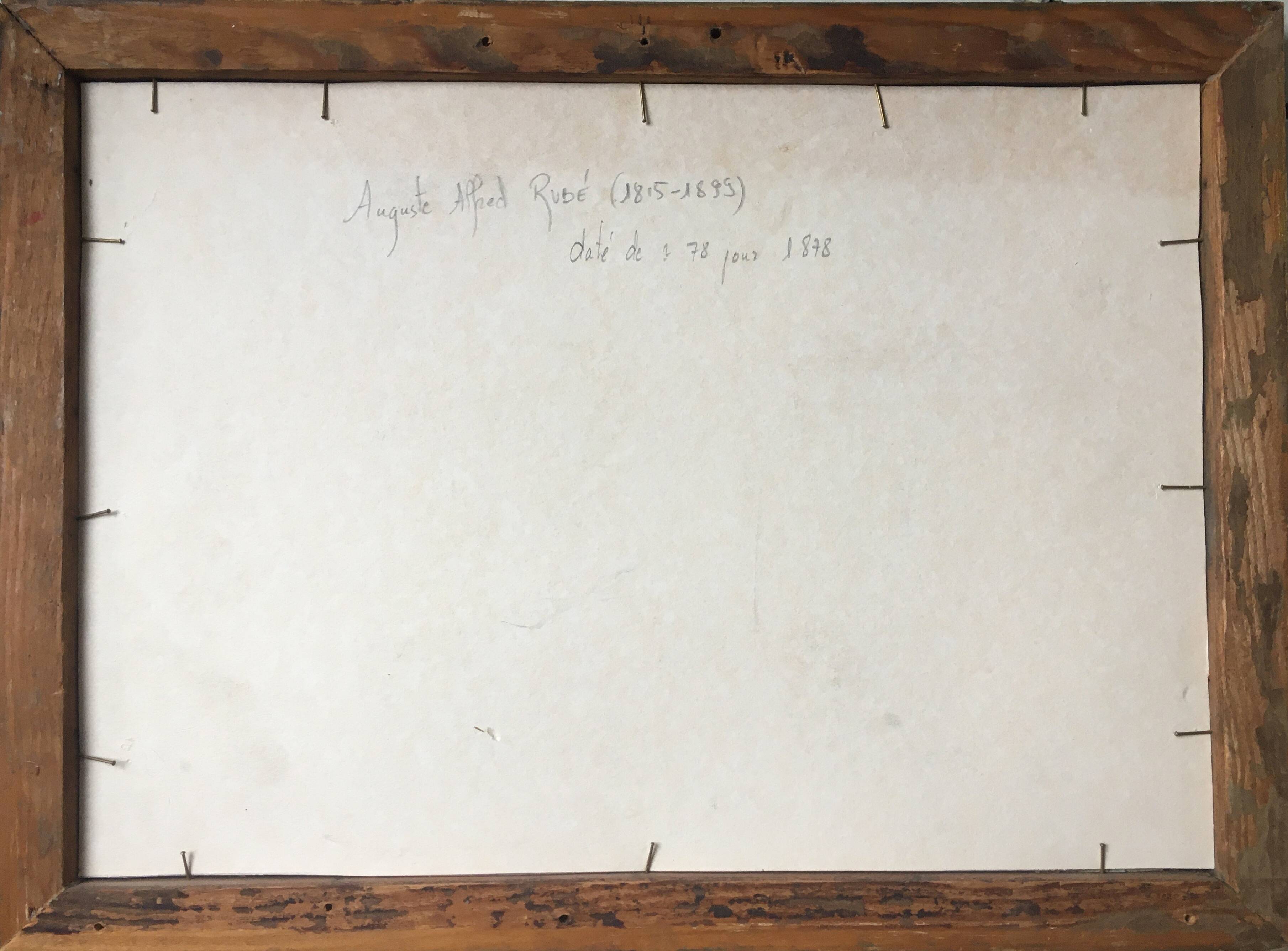 Painting "Riverside TreeScape" by Auguste Alfred Rubé (1815-1899)