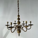 Small golden Dutch chandelier with 6 arms of light