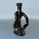 Old Vallauris soliflore vase in pearly black ceramic - female body