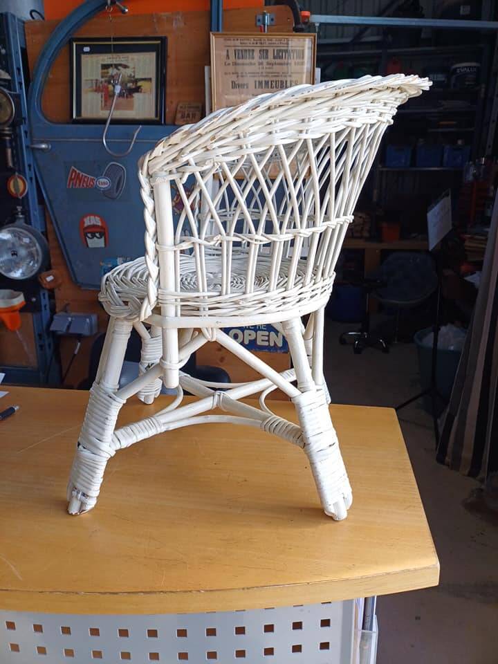 Vintage rattan children's armchair