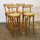 Set of 4 vintage Italian bentwood & cane bar stools, 1970s