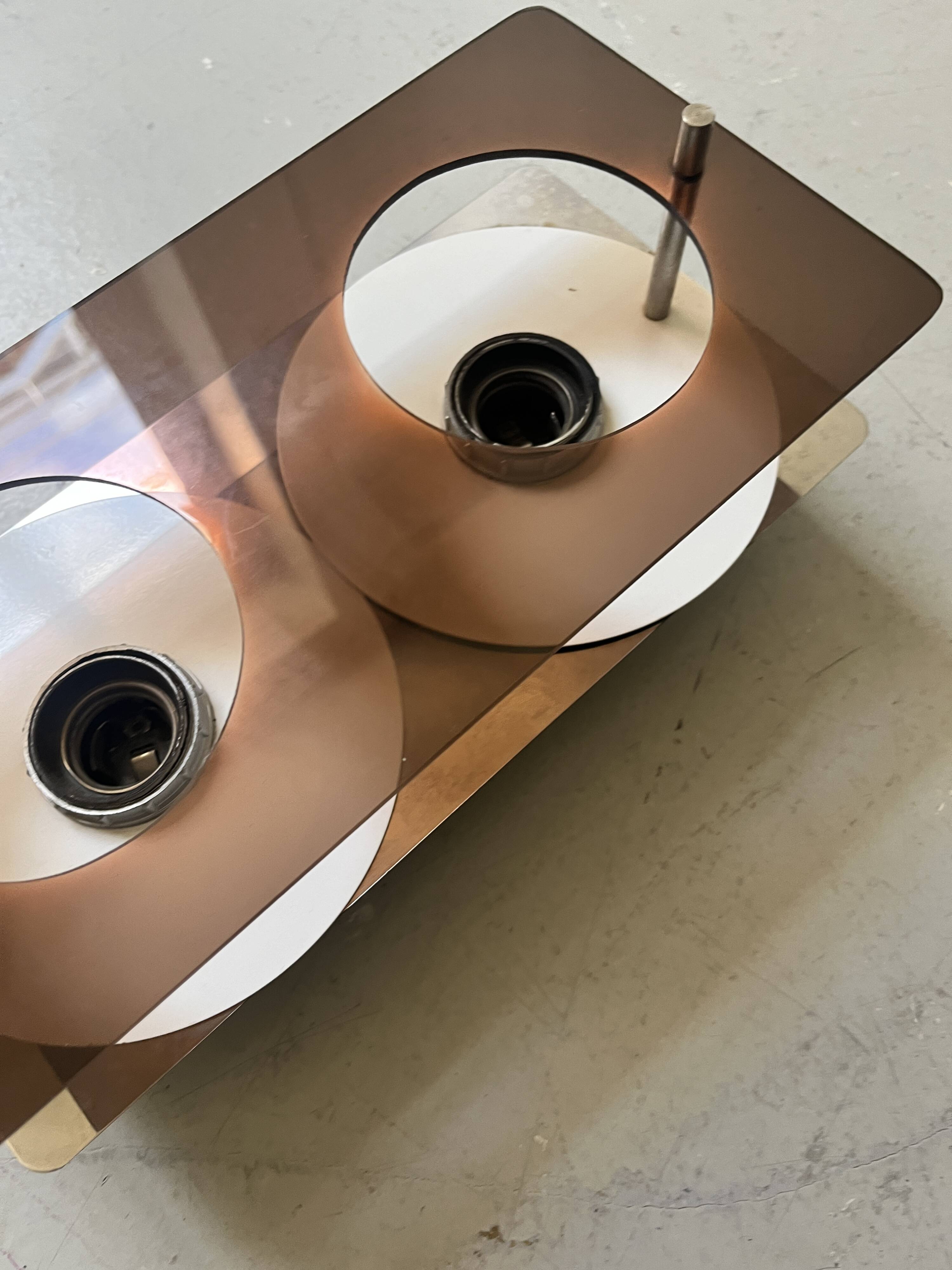 Disco wall light in smoked plexiglass by Jacqueline Trocmé for Oxar, design 1970