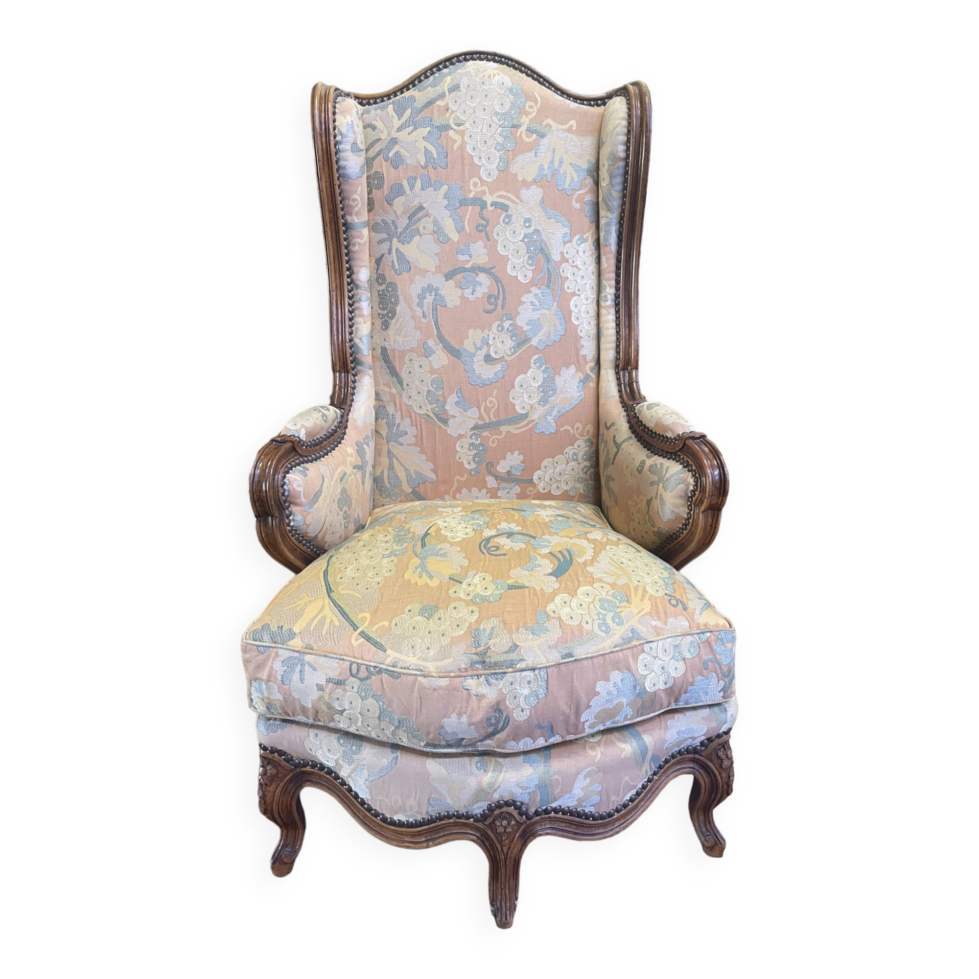 Louis XV style wing chair with 5 feet