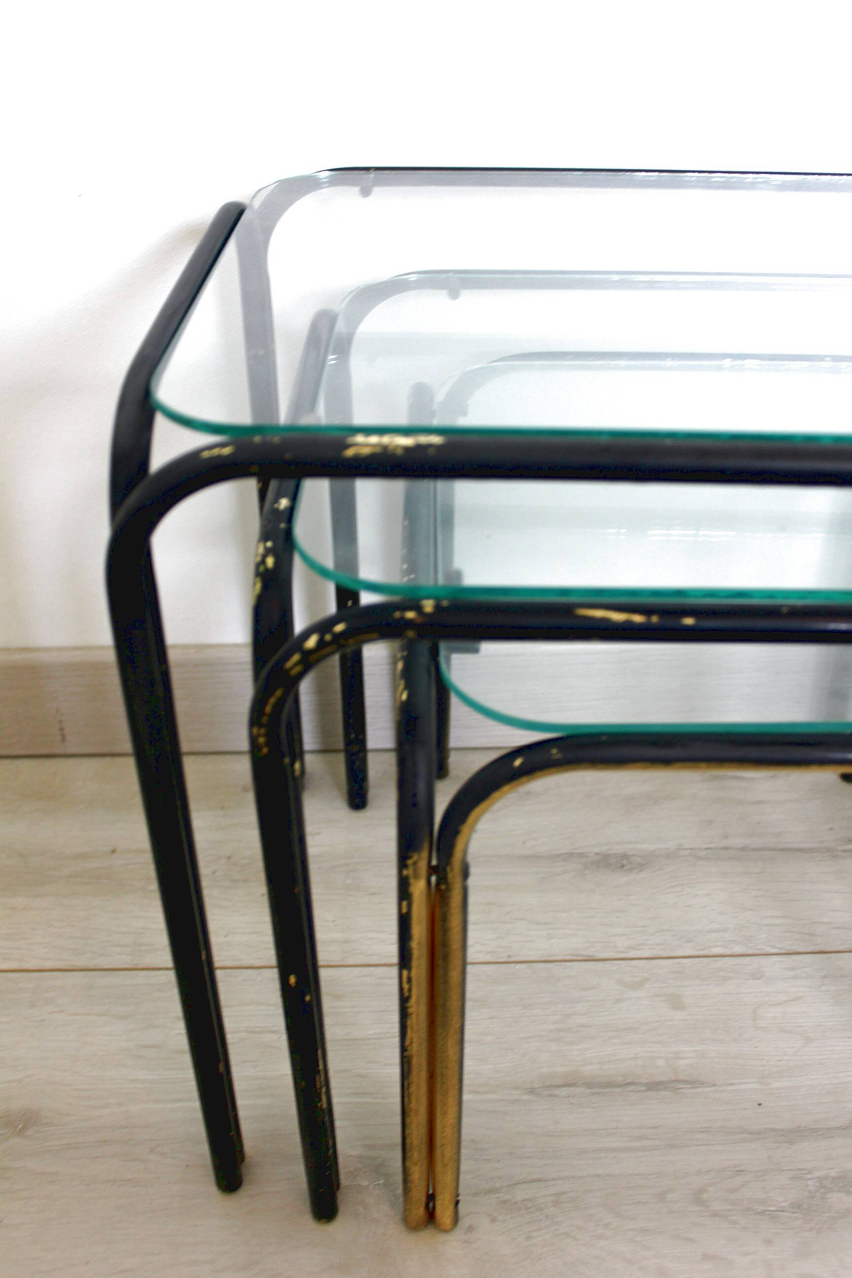 3 Vintage 1970s Nesting Glass Tables