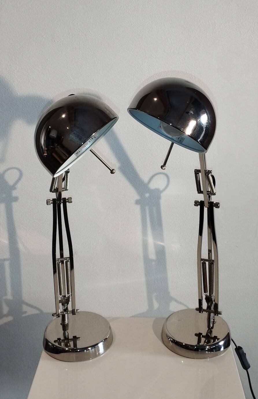 Pair of articulated lamps vintage 1980s industrial design