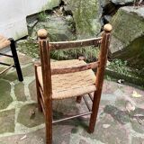 Chaise Italienne Vintage Bois Brut Corde Tressée Artisanale