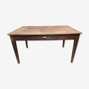 Farm table, spindle legs, 1 drawer shell handle