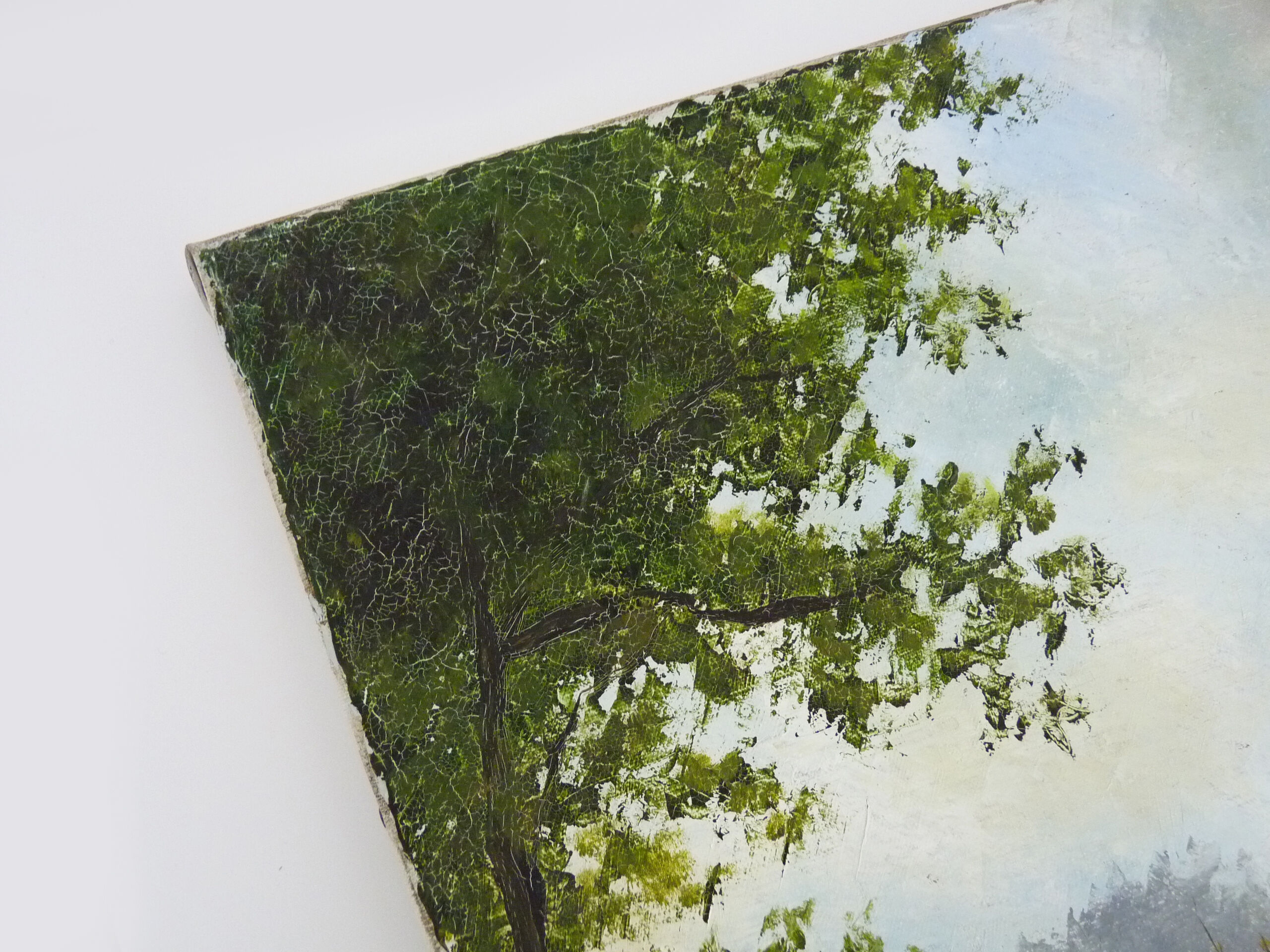 Oil on canvas village by Jan Van Dooren, autumn landscape. Signed. 70s