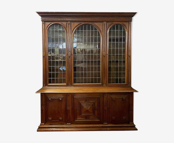 Bibliothéque de château Renaissance en noyer vers 1850-1880
