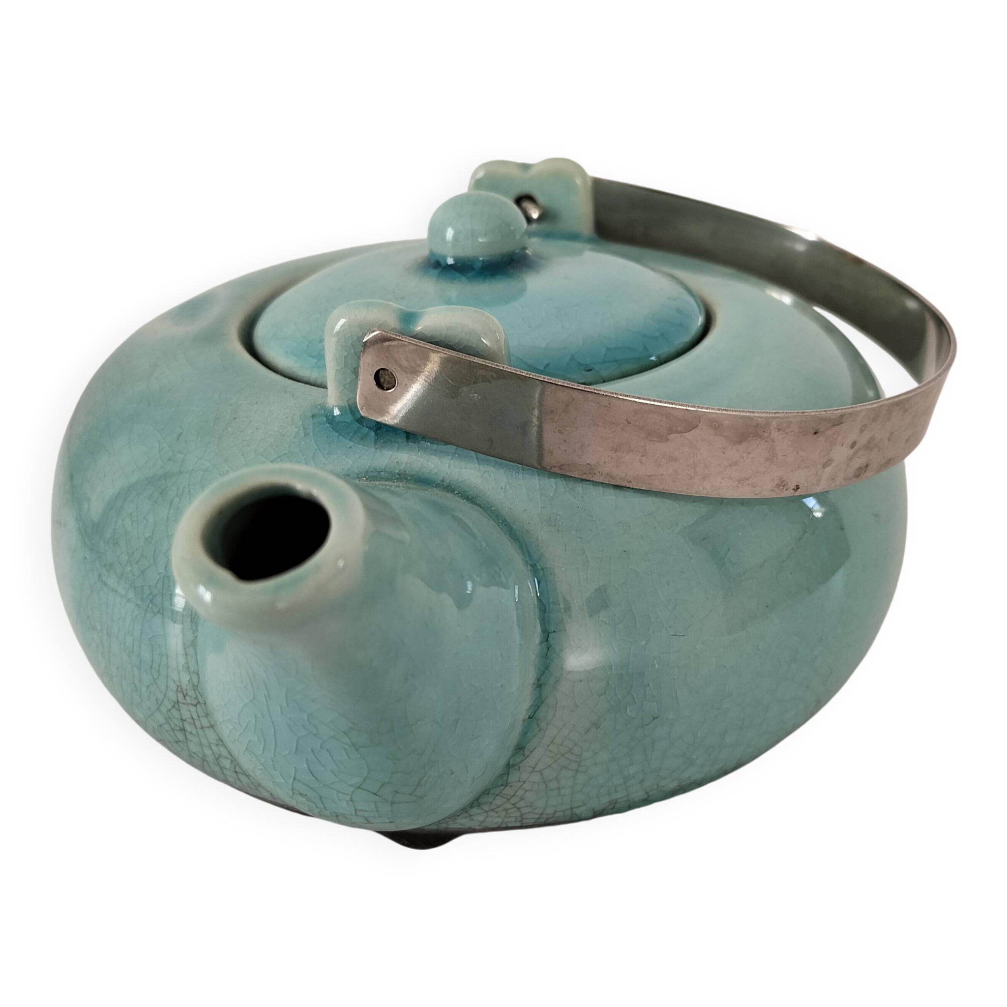 crackle effect ceramic teapot