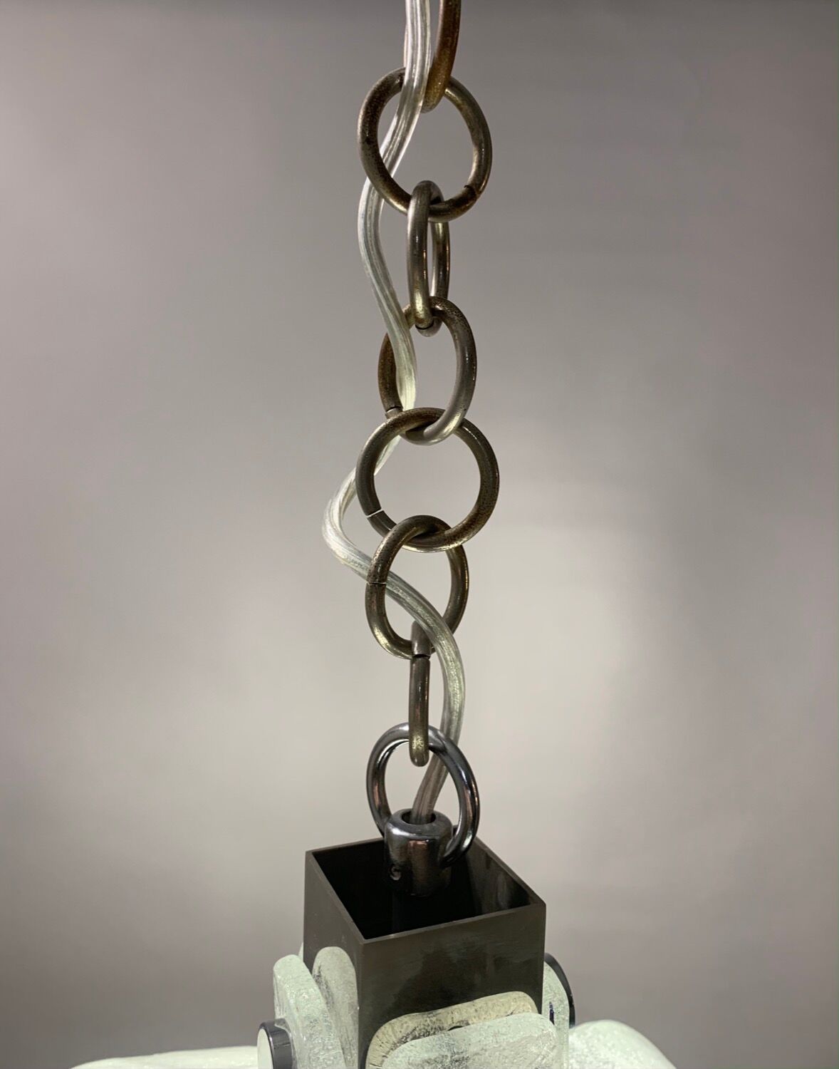 1960s Kaiser Murano Glass and Chrome Ceiling Light