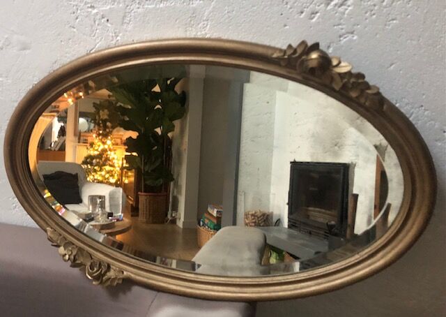 Old golden oval mirror 79x48cm