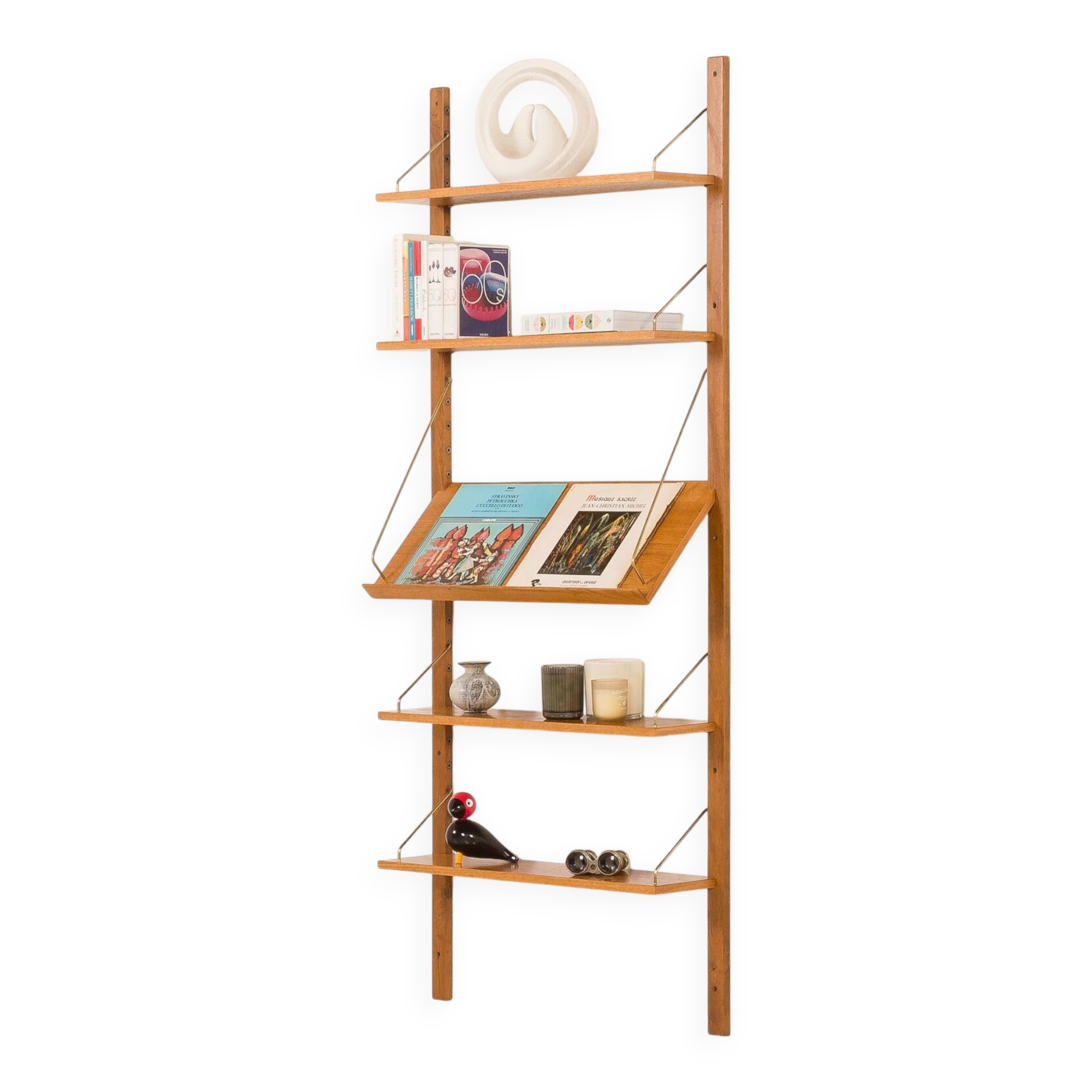 Scandinavian vintage shelving unit in oak, 1960s