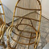 Pair of rattan armchairs with armrests 60s/70s