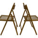 Set of four vintage folding chairs with webbing and wood 1970s
