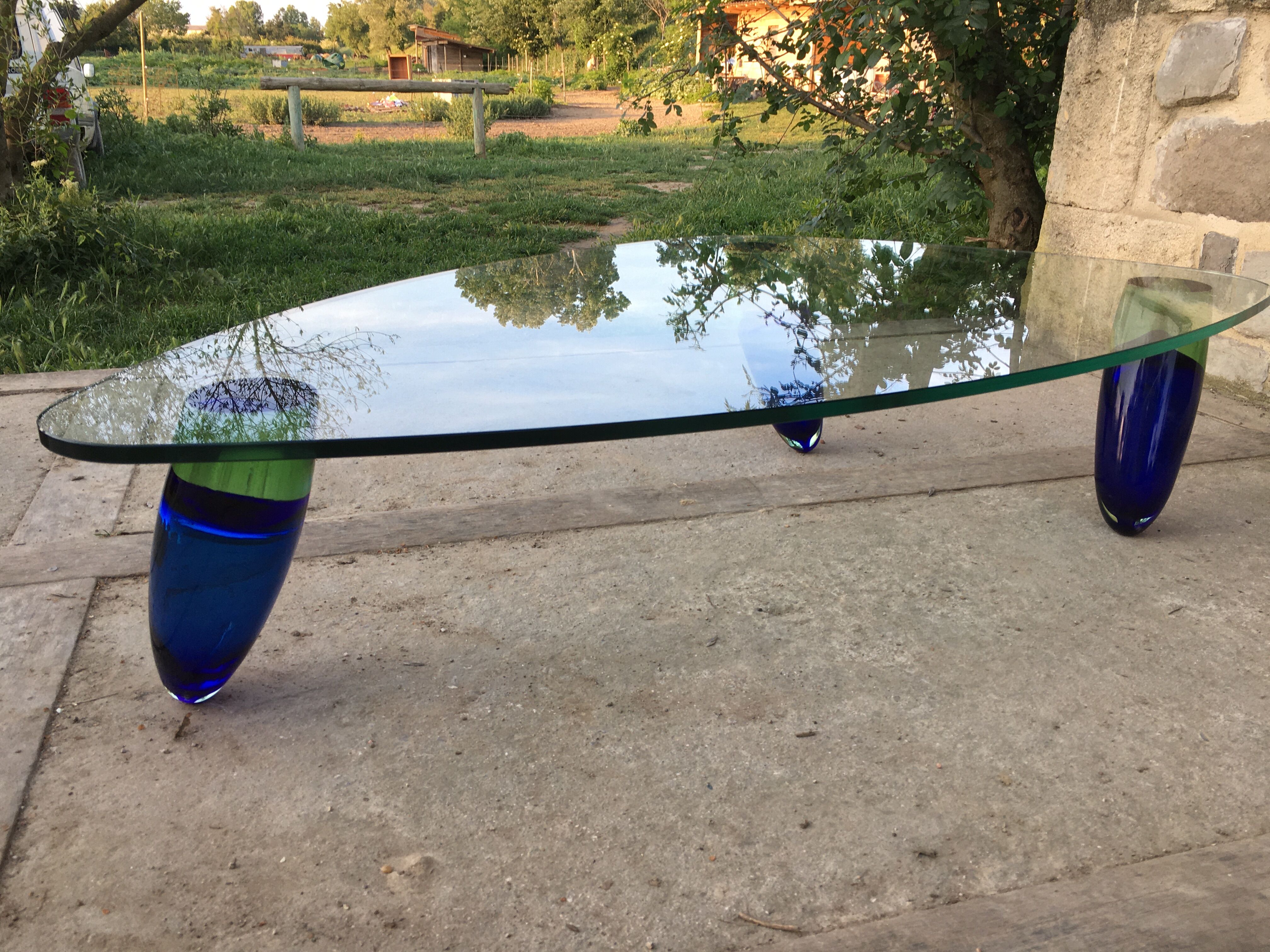 Murano glass coffee table design Maurice Barilone