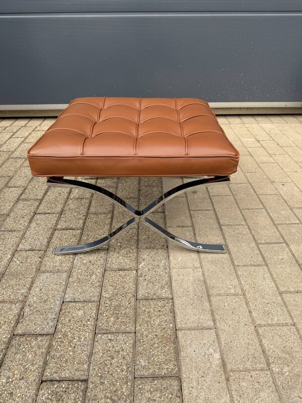 2x brand new original knoll barcelona relax + ottoman, venezia cognac cuir