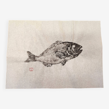 Fish print, original Gyotaku of a sea bream